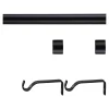 Kit de tringle à rideau extensible embout bouchon Odali 120/210 cm, Ø13/16 mm noir mat