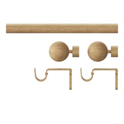 Kit de tringle à rideau extensible simple embout boule Syros effet chêne 200/330cm Ø25/28mm GoodHome