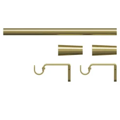 Kit de tringle à rideau extensible simple embout cône Elasa effet laiton doré 200/330cm Ø16/19mm GoodHome
