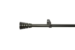 Kit de tringle à rideau extensible embout cône strié Athens GoodHome 120/210 cm, Ø16/19 mm gris