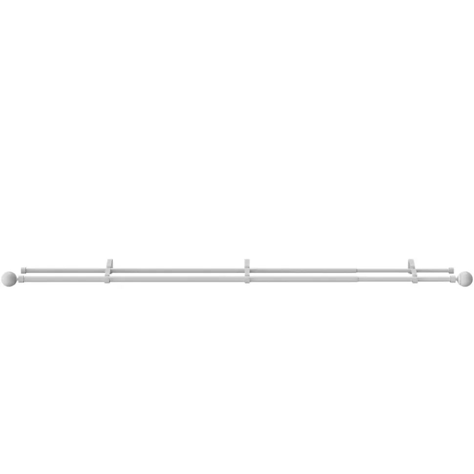 Kit de tringle à rideau extensible double embout boule Anafi métal blanc 120/210cm Ø16/19mm GoodHome