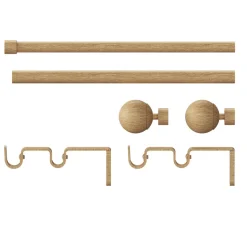 Kit de tringle à rideau extensible double embout boule Syros effet chêne 200/330 cm Ø16/19mm GoodHome