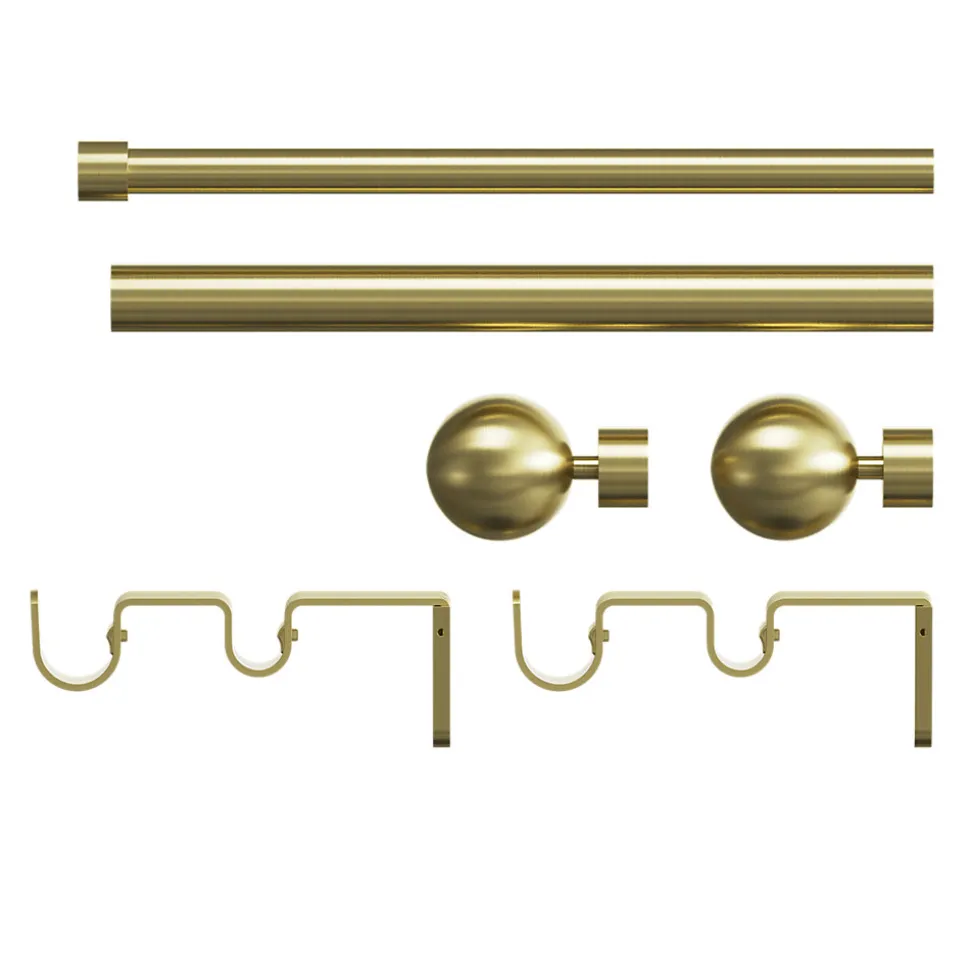 Kit de tringle à rideau extensible double embout boule Elasa effet laiton doré 120/210 cm Ø25/28mm GoodHome