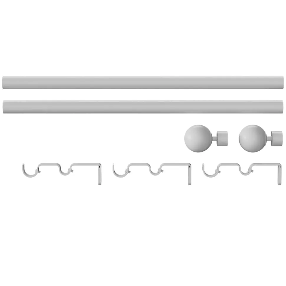 Kit de tringle à rideau extensible double embout boule Anafi métal blanc 200/330cm Ø25/28mm GoodHome