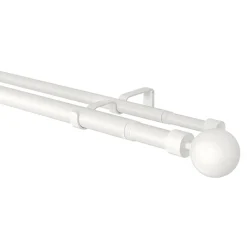 Kit de tringle à rideau extensible double embout boule Anafi métal blanc 200/330cm Ø25/28mm GoodHome