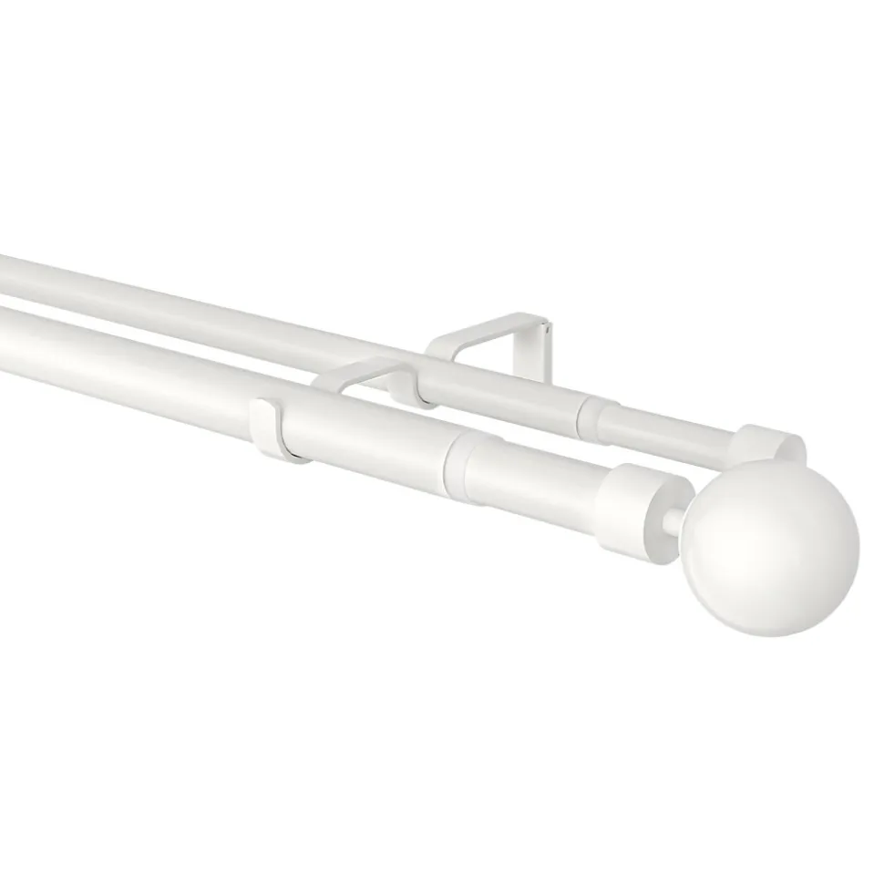 Kit de tringle à rideau extensible double embout boule Anafi métal blanc 200/330cm Ø25/28mm GoodHome