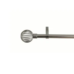 Kit de tringle à rideau extensible simple embout cage Athens métal gris chromé 120/210cm Ø16/19mm GoodHome