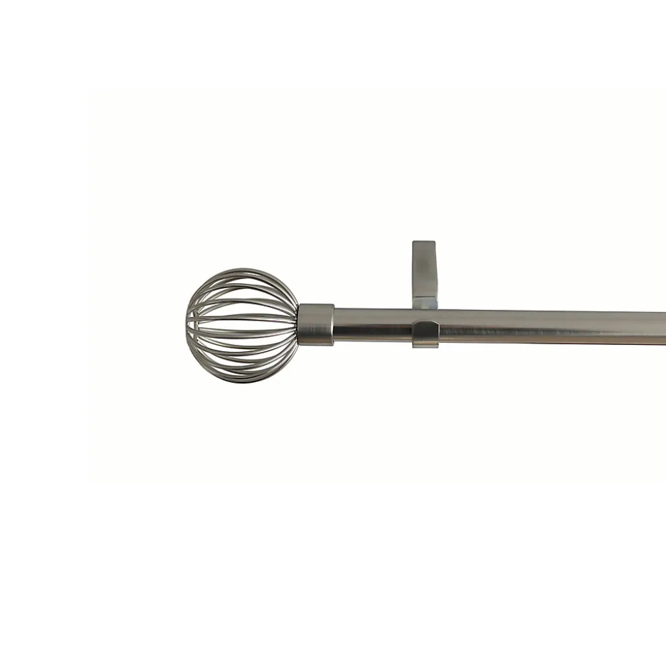Kit de tringle à rideau extensible simple embout cage Athens métal gris chromé 120/210cm Ø16/19mm GoodHome