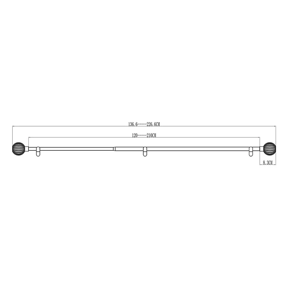 Kit de tringle à rideau extensible simple embout cage Athens métal gris chromé 120/210cm Ø16/19mm GoodHome