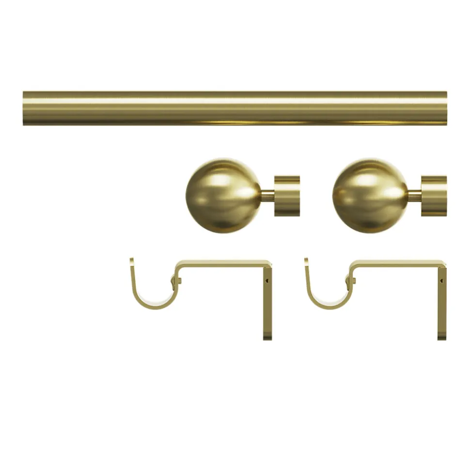 Kit de tringle à rideau extensible simple embout boule Elasa effet laiton doré 120/210cm Ø25/28mm GoodHome