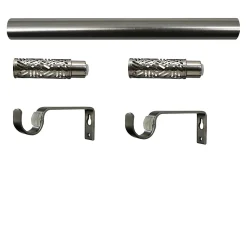 Kit de tringle à rideau extensible embout bouchon Athens GoodHome 120/210 cm, Ø16/19mm gris