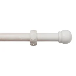 Kit de tringle à rideau simple embout boule blanc mat L.150 cm