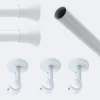 Kit de tringle à rideaux Blanc 250cm Diam.20mm Embout Pommeau - Fixation Plafond - Boulet