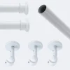 Kit de tringle à rideaux Blanc 250cm Diam.20mm Embout Chapeau - Fixation Plafond - Boulet