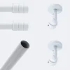 Kit de tringle à rideaux Blanc 200cm Diam.20mm Embout Cylindre 2ST - Fixation Plafond - Boulet