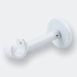 Kit de tringle à rideaux Blanc 150cm Diam.20mm Embout Boule - Fixation Mur - Boulet