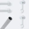 Kit de tringle à rideaux Blanc 200cm Diam.20mm Embout Boule - Fixation Mur - Boulet