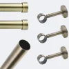 Kit de tringle à rideaux Bronze 250cm Diam.28mm Embout Capuchon - Fixation Mur - Boulet