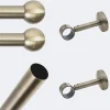 Kit de tringle à rideaux Bronze 200cm Diam.28mm Embout Boule - Fixation Mur - Boulet