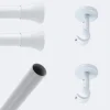Kit de tringle à rideaux Blanc 150cm Diam.20mm Embout Pommeau - Fixation Plafond - Boulet