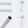Kit de tringle à rideaux Blanc 150cm Diam.20mm Embout Chapeau - Fixation Mur - Boulet