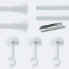 Kit de tringle à rideaux Blanc 300cm Diam.20mm Embout Pommeau - Fixation Mur - Boulet
