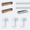 Kit de tringle à rideaux Blanc 300cm Diam.20mm Embout Cylindre Bois - Fixation Plafond - Boulet