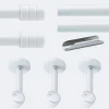 Kit de tringle à rideaux Blanc 300cm Diam.20mm Embout Cylindre 2ST - Fixation Mur - Boulet
