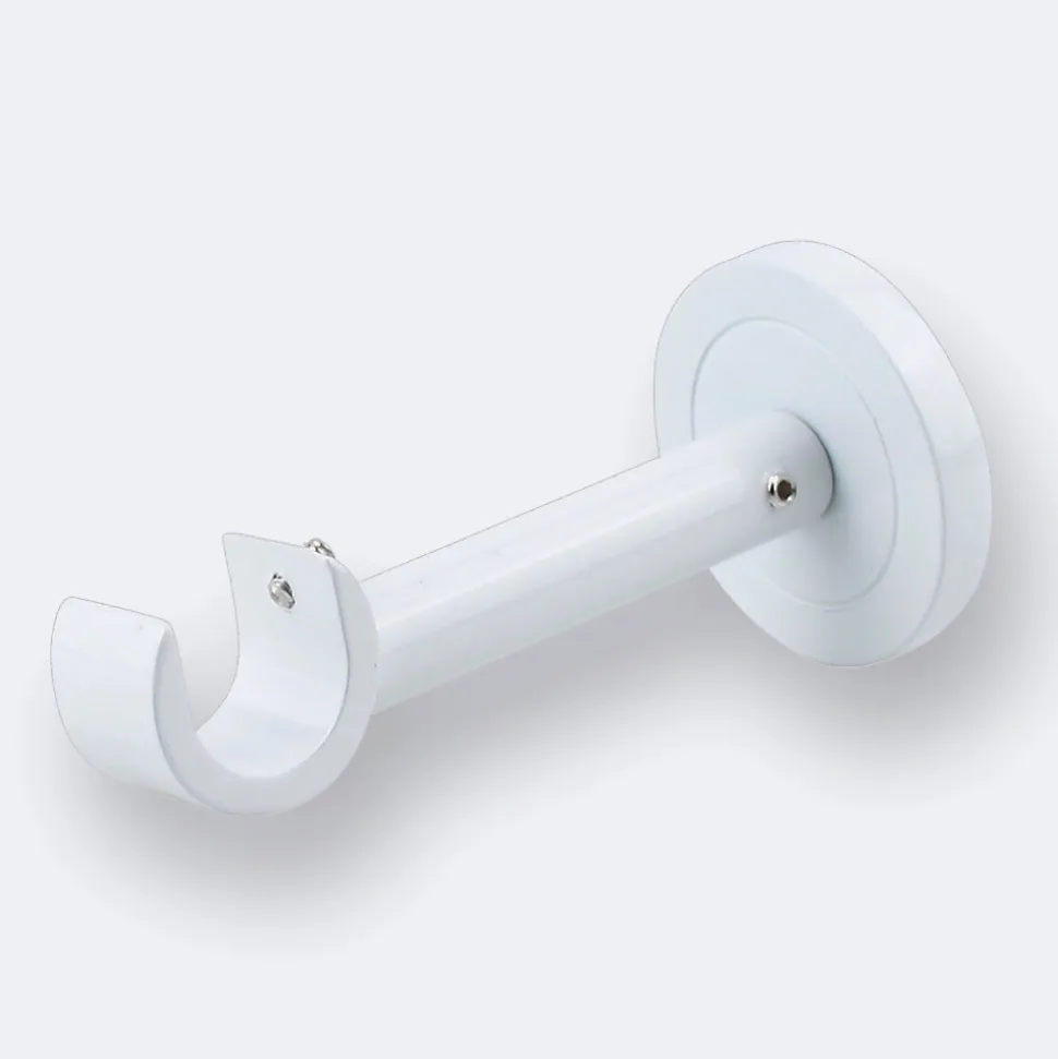 Kit de tringle à rideaux Blanc 250cm Diam.20mm Embout Cylindre 2ST - Fixation Mur - Boulet