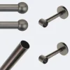 Kit de tringle à rideaux Carbone 150cm Diam.20mm Embout Boule - Fixation Mur - Boulet