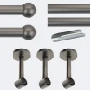 Kit de tringle à rideaux Carbone 300cm Diam.20mm Embout Boule - Fixation Mur - Boulet