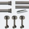 Kit de tringle à rideaux Carbone 300cm Diam.20mm Embout Chapeau - Fixation Mur - Boulet