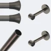 Kit de tringle à rideaux Carbone 150cm Diam.20mm Embout Pommeau - Fixation Mur - Boulet