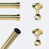 Kit de tringle à rideaux Laiton Poli Verni 200cm Diam.20mm Embout Capuchon - Fixation Plafond - Boulet