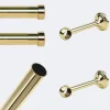 Kit de tringle à rideaux Laiton Poli Verni 150cm Diam.20mm Embout Capuchon - Fixation Mur - Boulet