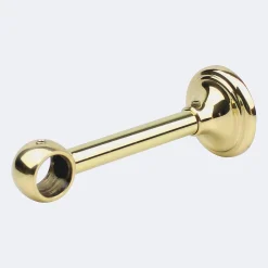 Kit de tringle à rideaux Laiton Poli Verni 150cm Diam.20mm Embout Capuchon - Fixation Mur - Boulet