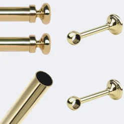 Kit de tringle à rideaux Laiton Poli Verni 200cm Diam.20mm Embout Regency - Fixation Mur - Boulet