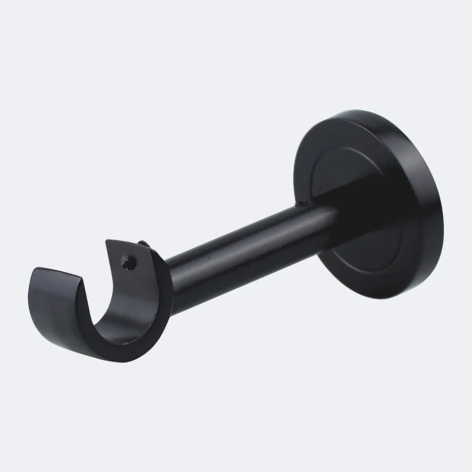 Kit de tringle à rideaux Noir Mat 200cm Diam.20mm Embout Cylindre 2ST - Fixation Mur - Boulet