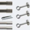 Kit de tringle à rideaux Nickel Mat 300cm Diam.28mm Embout Cylindre 2ST - Fixation Mur - Boulet