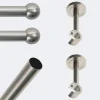 Kit de tringle à rideaux Nickel Mat 200cm Diam.20mm Embout Boule - Fixation Mur - Boulet