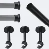 Kit de tringle à rideaux Noir Mat 250cm Diam.20mm Embout Chapeau - Fixation Mur - Boulet