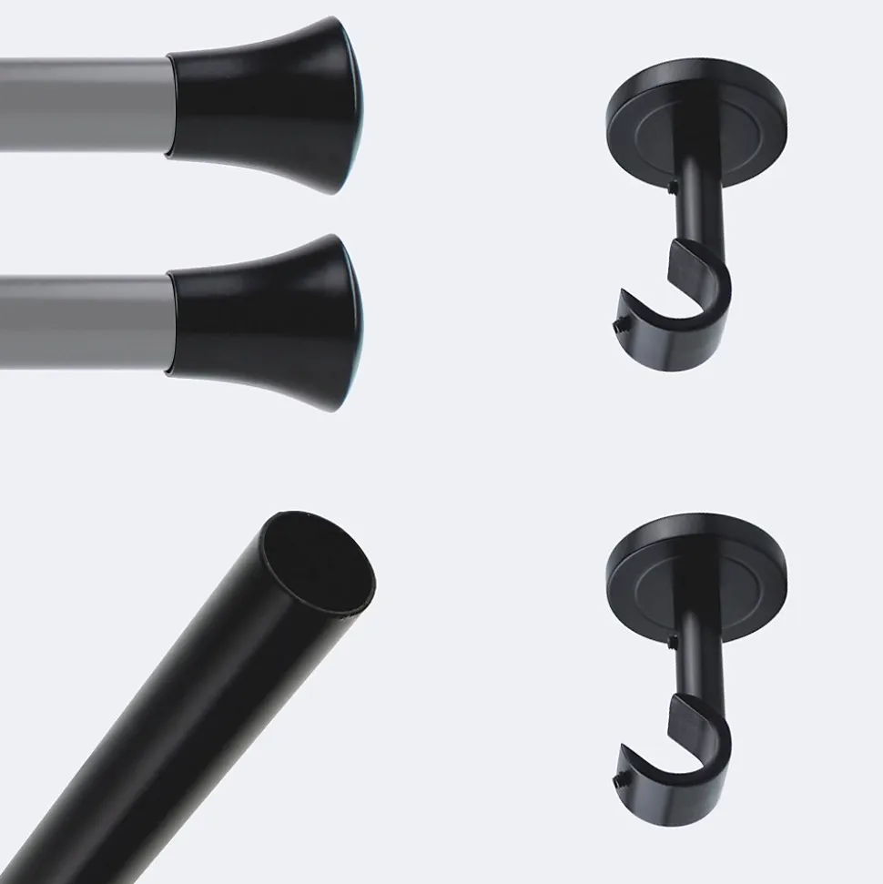 Kit de tringle à rideaux Noir Mat 150cm Diam.20mm Embout Pommeau - Fixation Mur - BOULET