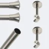 Kit de tringle à rideaux Nickel Mat 200cm Diam.20mm Embout Pommeau - Fixation Mur - Boulet