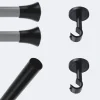 Kit de tringle à rideaux Noir Mat 300cm Diam.20mm Embout Pommeau - Fixation Mur - Boulet
