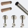 Kit de tringle à rideaux Nickel Mat 250cm Diam.20mm Embout Cylindre Bois - Fixation Mur - Boulet