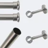Kit de tringle à rideaux Nickel Mat 150cm Diam.28mm Embout Chapeau - Fixation Mur - Boulet