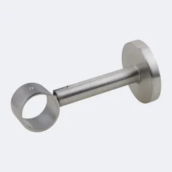 Kit de tringle à rideaux Nickel Mat 150cm Diam.28mm Embout Chapeau - Fixation Mur - Boulet