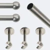 Kit de tringle à rideaux Nickel Mat 250cm Diam.20mm Embout Boule - Fixation Mur - Boulet