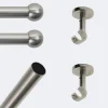 Kit de tringle à rideaux Nickel Mat 150cm Diam.20mm Embout Boule - Fixation Plafond - Boulet