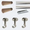 Kit de tringle à rideaux Nickel Mat 300cm Diam.20mm Embout Cône Bois - Fixation Plafond - Boulet